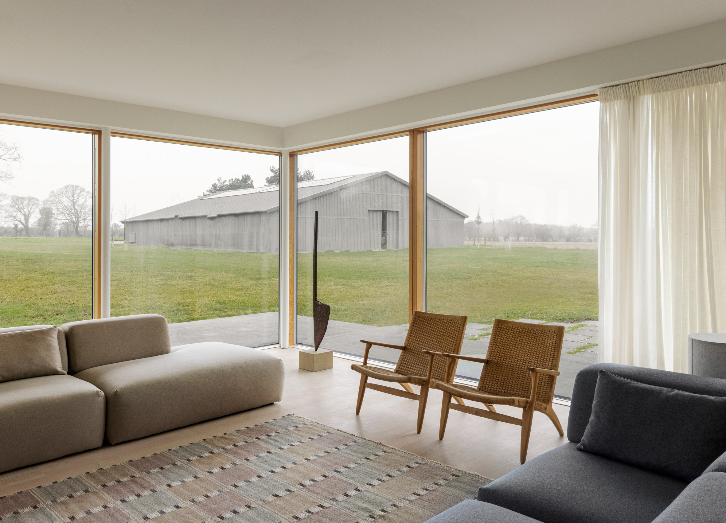 Living room with glazed wall