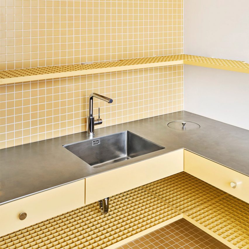 Butter-yellow kitchen interior
