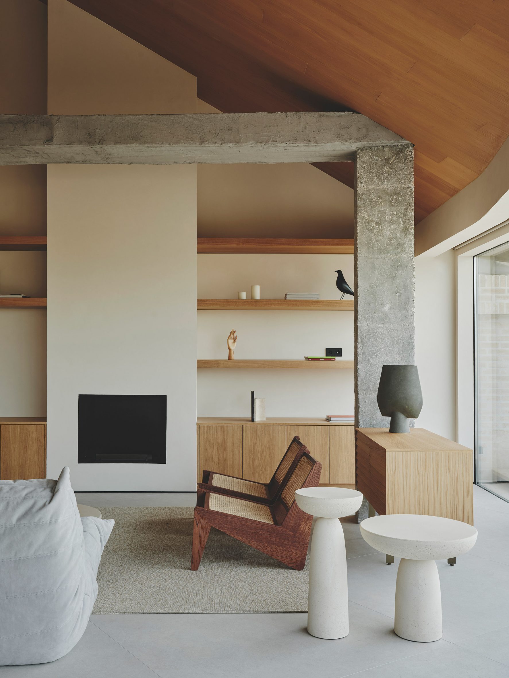 Photograph of a minimalist living room interior