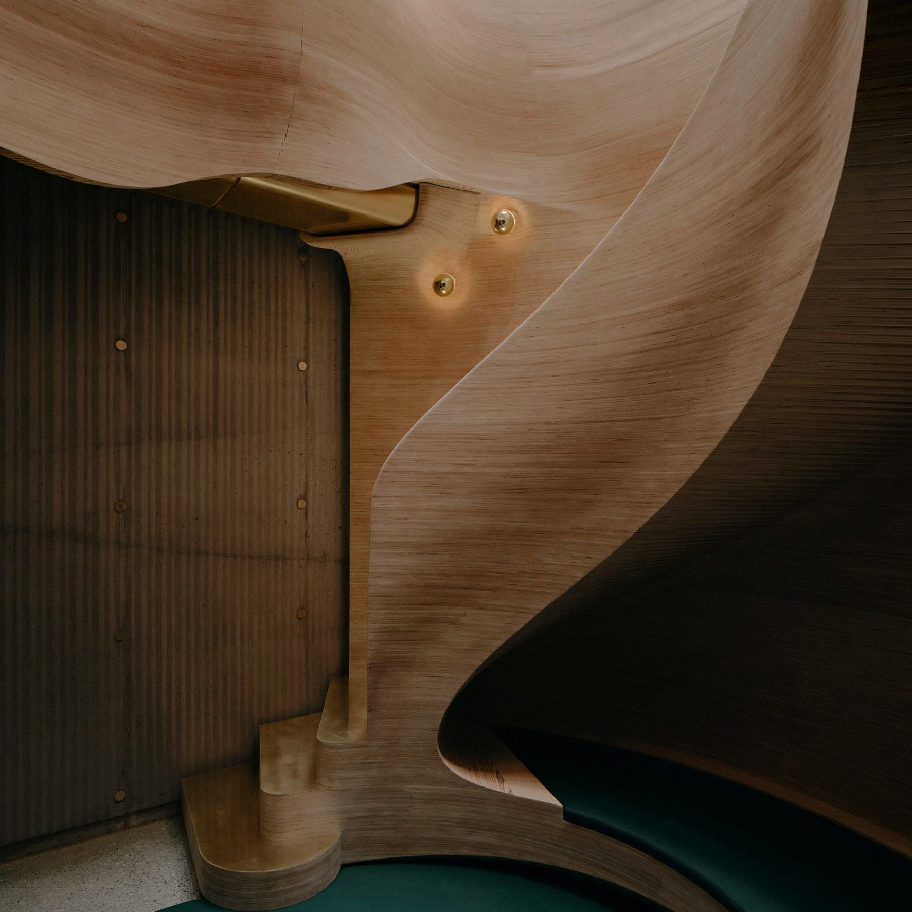 Sculptural wood staircase