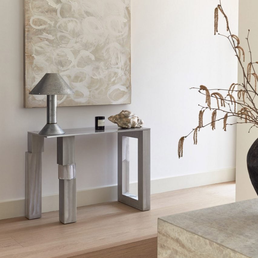 Metal table in London home