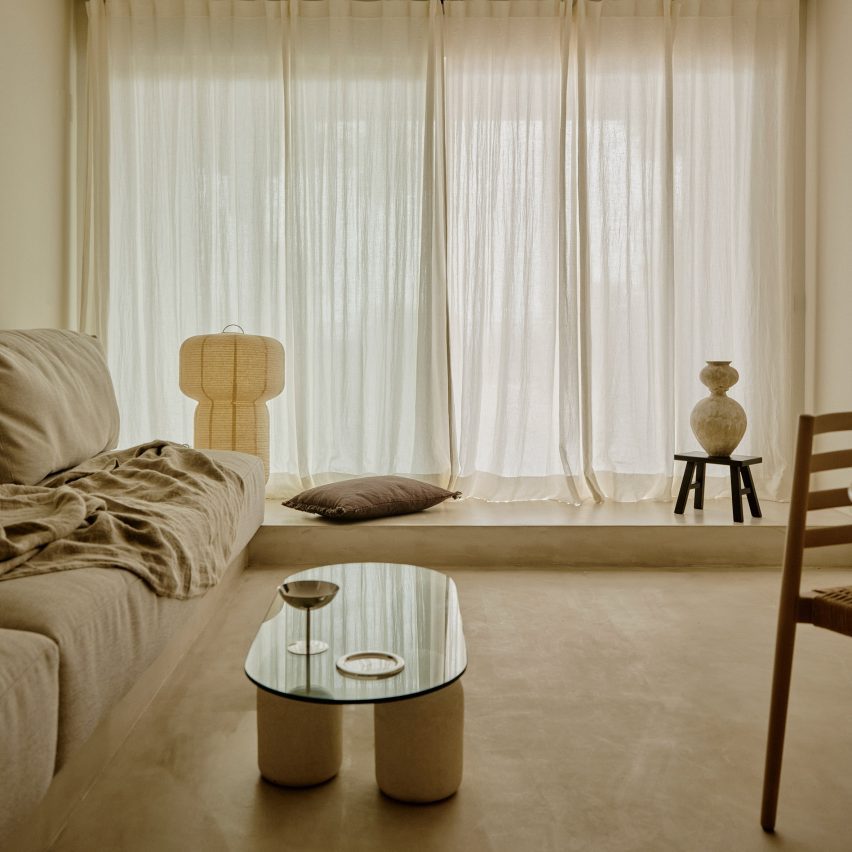 Living space with large window at one end